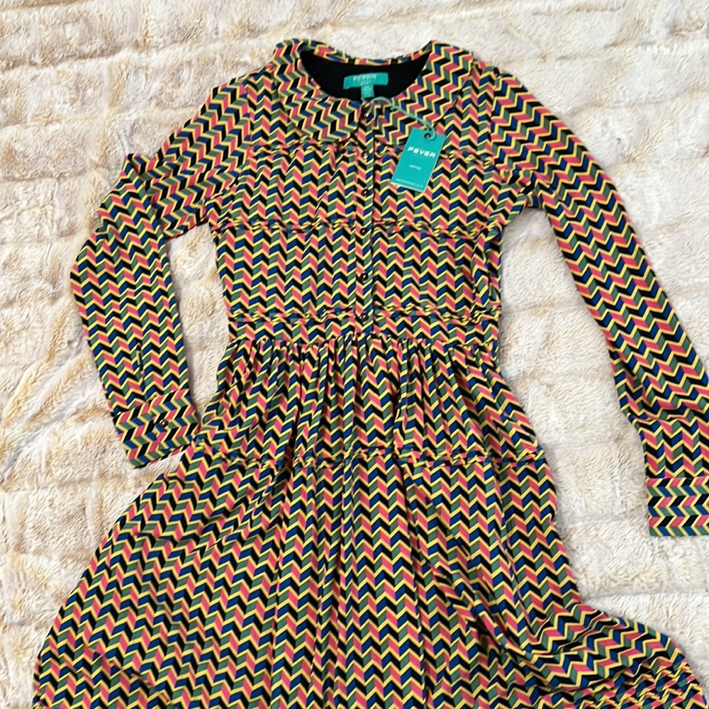 Fever London Button Chevron Dress